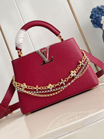 Louis vuitton original calfskin capucines BB handbag M26814 wine