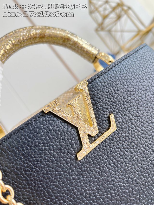 Louis vuitton original calfskin capucines BB handbag N89369 black