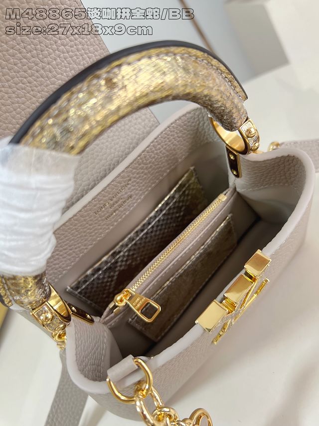 Louis vuitton original calfskin capucines BB handbag N89369 grey