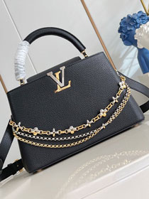 Louis vuitton original calfskin capucines MM handbag M27035 black