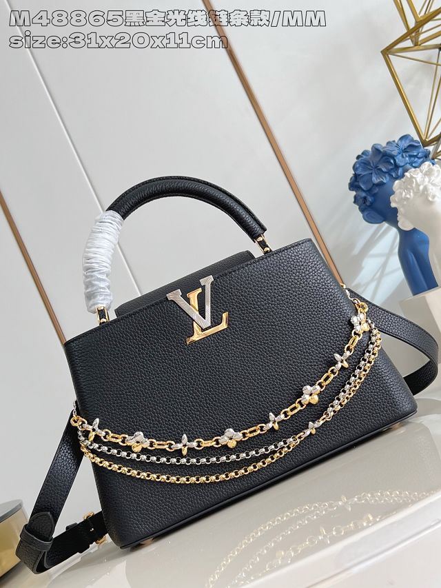 Louis vuitton original calfskin capucines MM handbag M27035 black