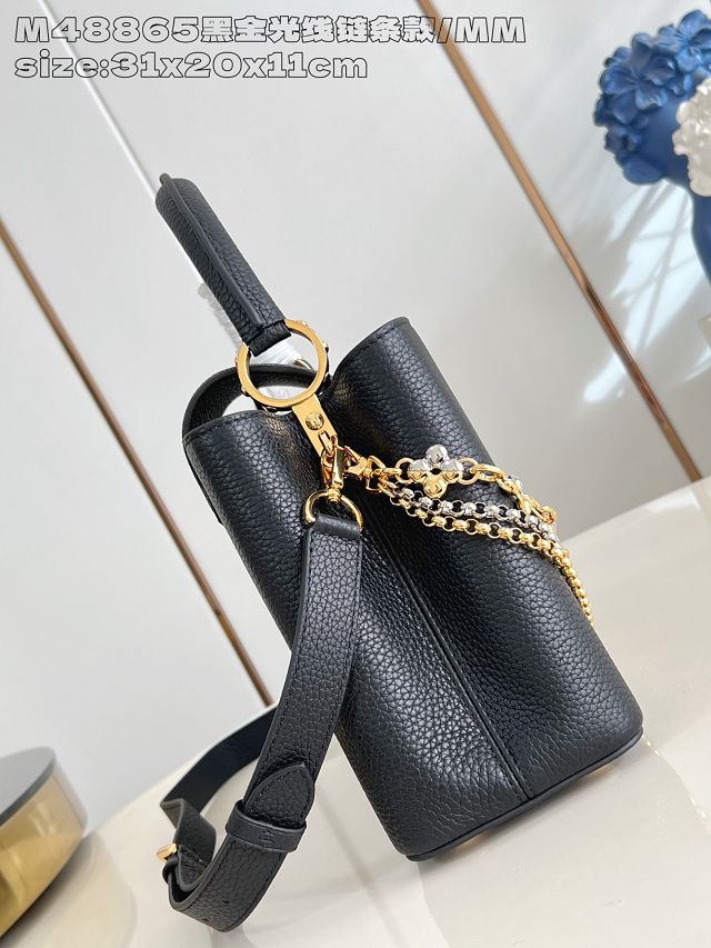 Louis vuitton original calfskin capucines MM handbag M27035 black