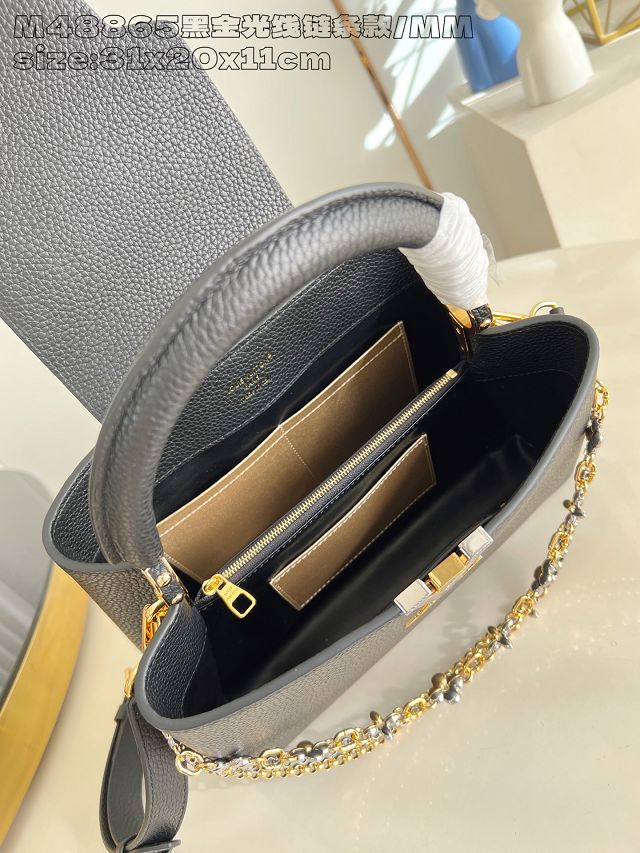 Louis vuitton original calfskin capucines MM handbag M27035 black
