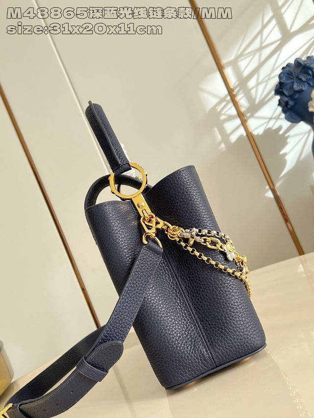 Louis vuitton original calfskin capucines MM handbag M27035 blue