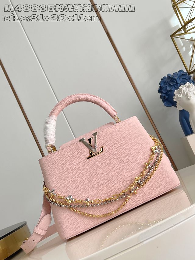 Louis vuitton original calfskin capucines MM handbag M27035 pink