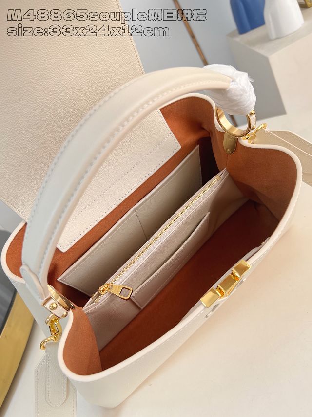 Louis vuitton original calfskin capucines MM souple M14979 white