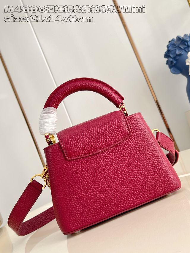 Louis vuitton original calfskin capucines mini handbag M26351 wine