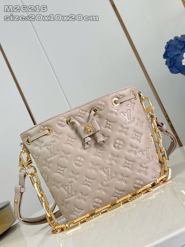 Louis vuitton original calfskin coussin bucket M26530 grey