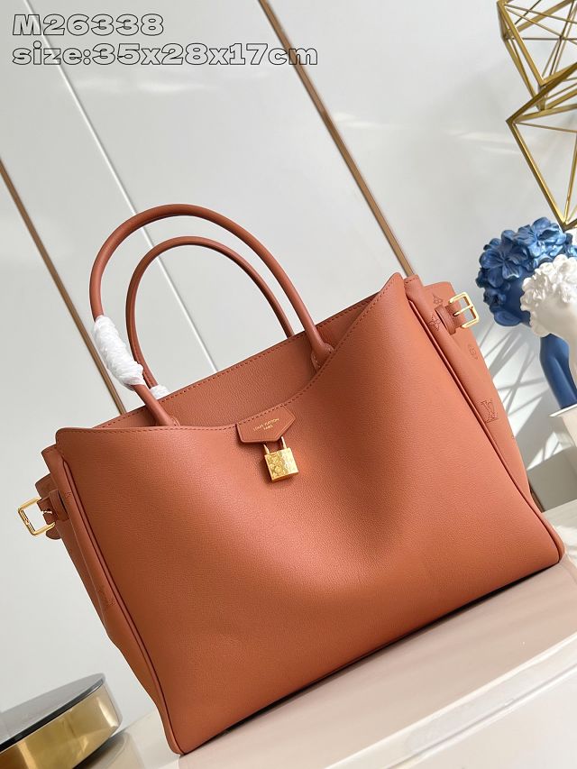 Louis vuitton original calfskin vendome mm handbag M26501 cognac