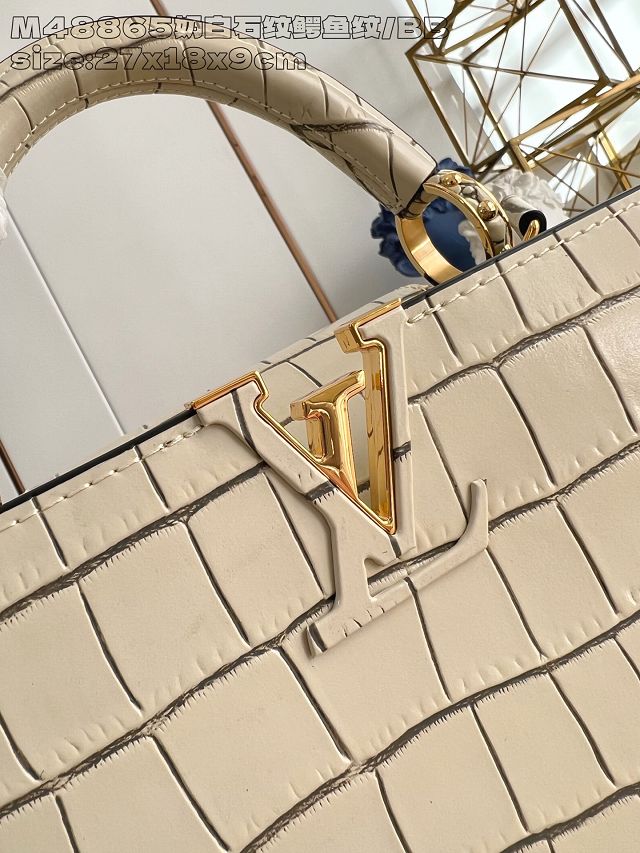 Louis vuitton original crocodile calfskin capucines BB handbag N93163 creme