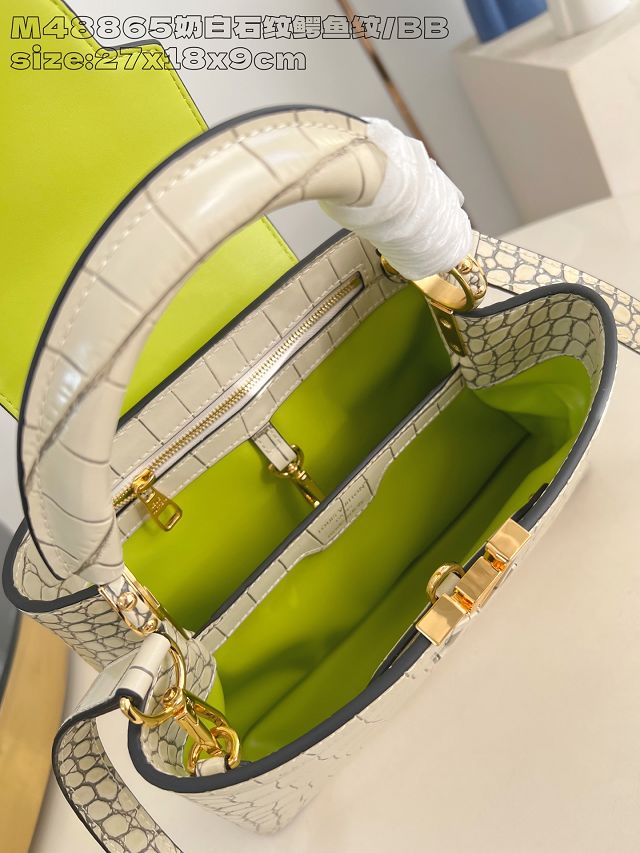 Louis vuitton original crocodile calfskin capucines BB handbag N93163 creme