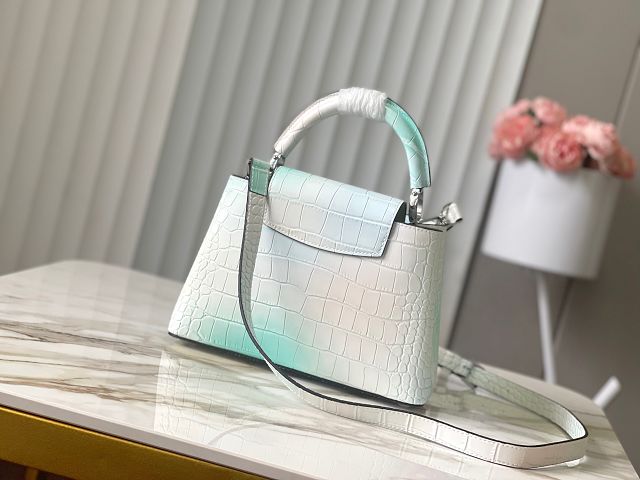 Louis vuitton original crocodile calfskin capucines BB handbag N93163 white&blue