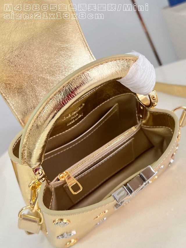 Louis vuitton original calfskin capucines mini handbag M13737 gold