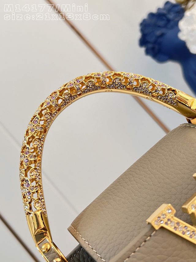 Louis vuitton original calfskin capucines mini handbag M13737 grey