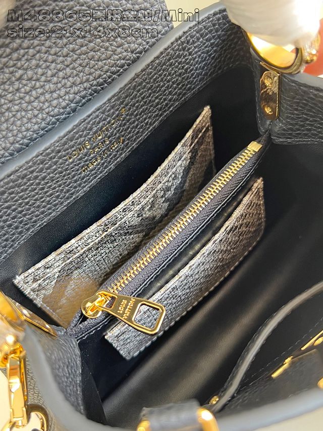 Louis vuitton original calfskin capucines mini handbag N85517 black