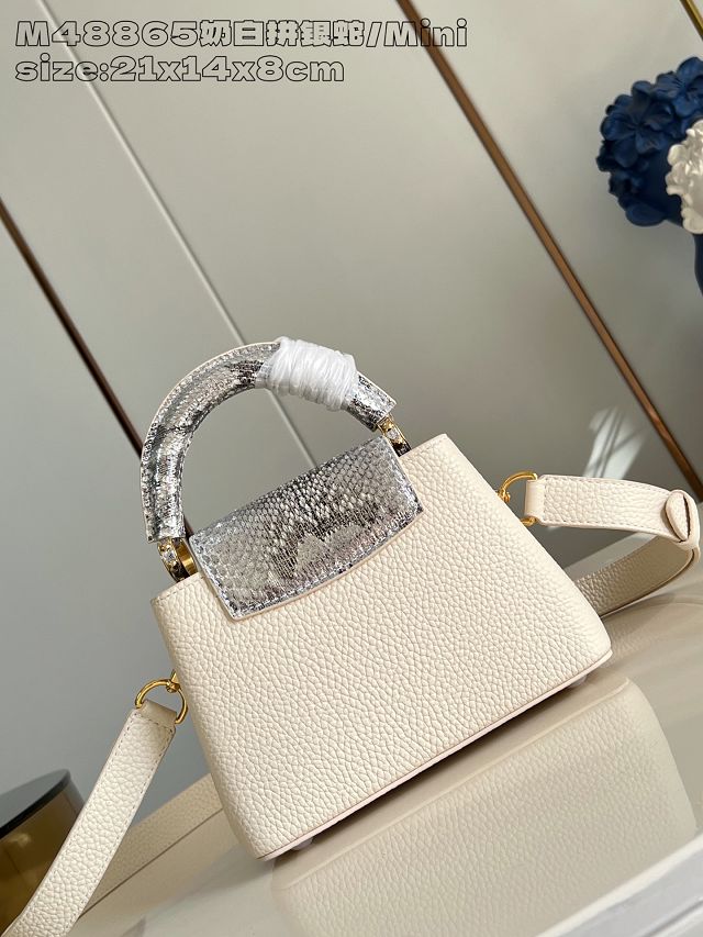 Louis vuitton original calfskin capucines mini handbag N85517 creme
