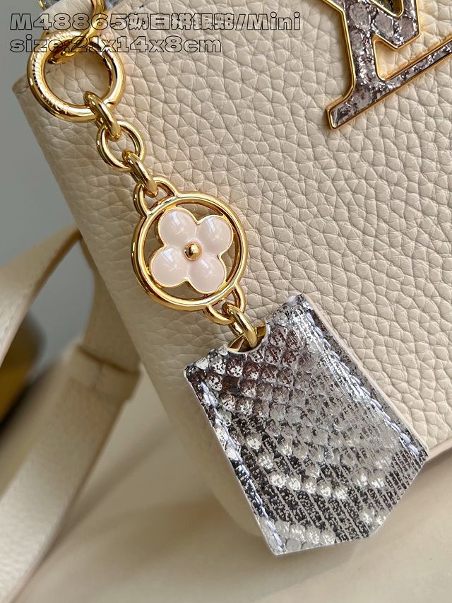 Louis vuitton original calfskin capucines mini handbag N85517 creme