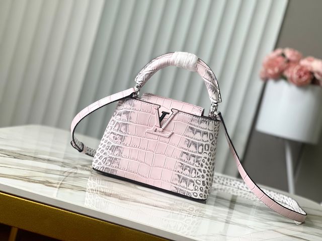 Louis vuitton original crocodile calfskin capucines mini handbag N93161 pink