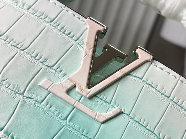 Louis vuitton original crocodile calfskin capucines mini handbag N93161 white&blue