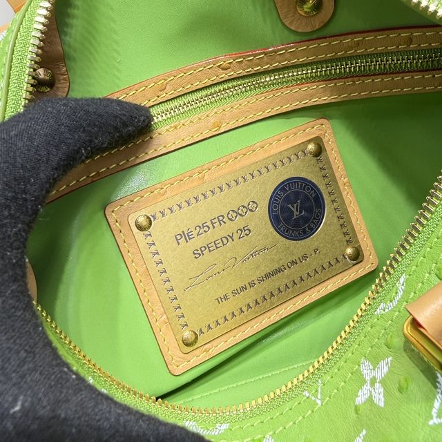 Louis vuitton original ostrich calfskin speedy P9 25 N13912 green