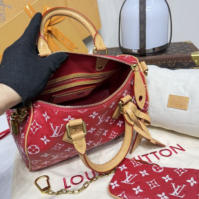 Louis vuitton original ostrich calfskin speedy P9 25 N13912 red