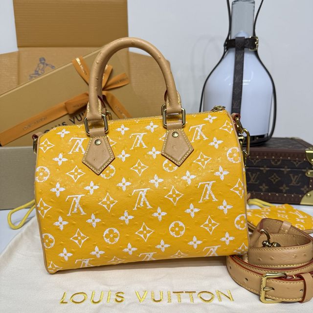 Louis vuitton original ostrich calfskin speedy P9 25 N13912 yellow