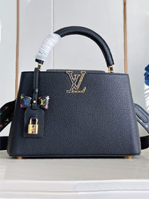 Louis vuitton original calfskin capucines MM handbag M59227 black