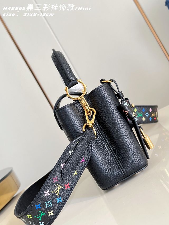 Louis vuitton original calfskin capucines mini handbag M14101 black