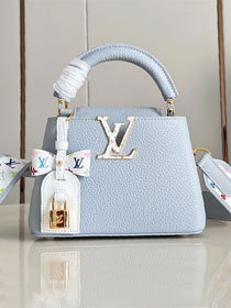 Louis vuitton original calfskin capucines mini handbag M14101 light blue