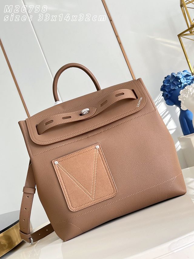 Louis vuitton original calfskin steamer 30 handbag M26758 tan