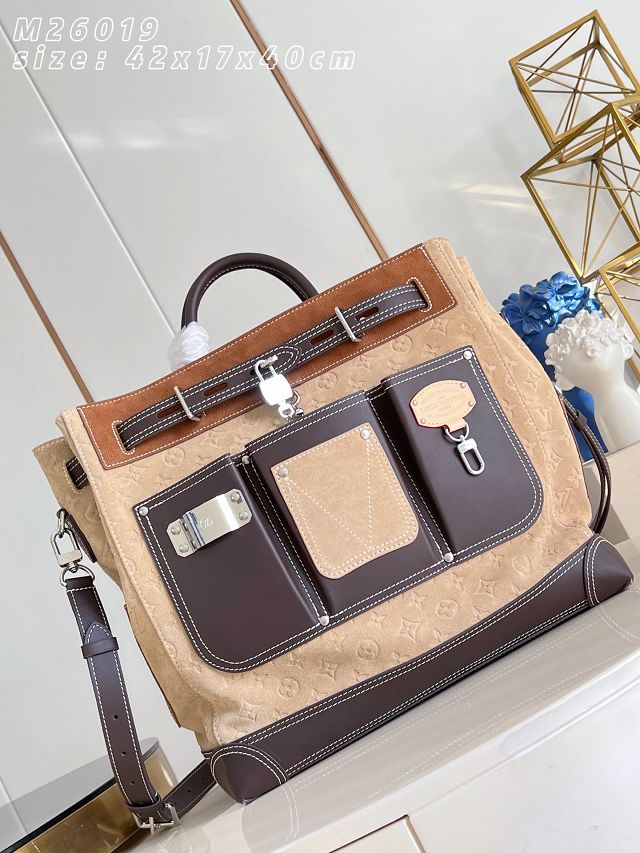 Louis vuitton original suede steamer 40 handbag M26019 tan