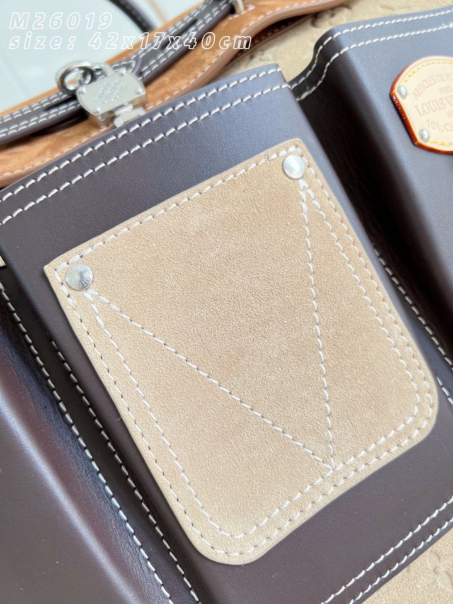 Louis vuitton original suede steamer 40 handbag M26019 tan