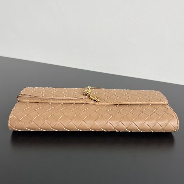 BV original lambskin andiamo long clutch 741511 light brown