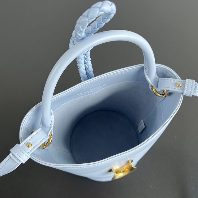 BV original calfskin small liberta bucket bag 815244 light blue
