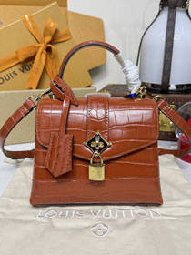 Louis vuitton original crocodile calfskin rose des vents mini handbag n84713 brown