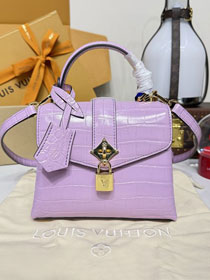 Louis vuitton original crocodile calfskin rose des vents mini handbag n84713 purple