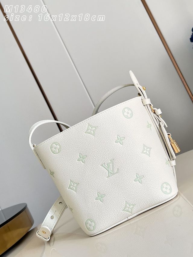 Louis vuitton original calfskin all in BB handbag M28315 milky&green