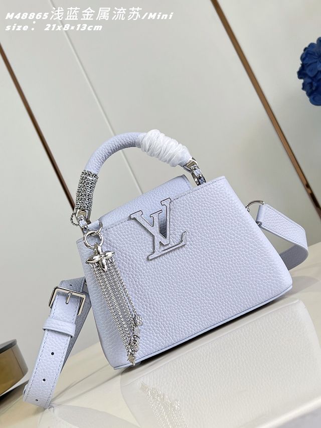 Louis vuitton original calfskin capucines mini M26328 light blue