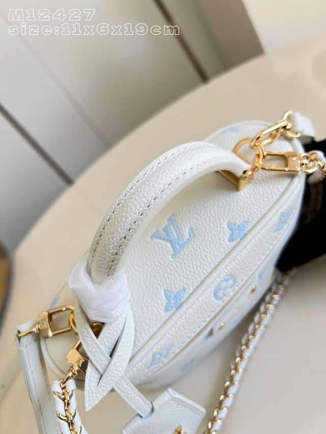 Louis vuitton original calfskin vanity chain pouch M27744 milky&blue
