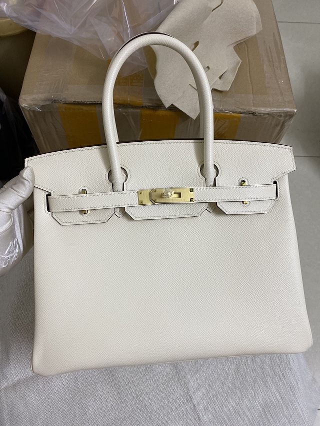 Hermes original epsom leather birkin 25 bag H25-3 nata