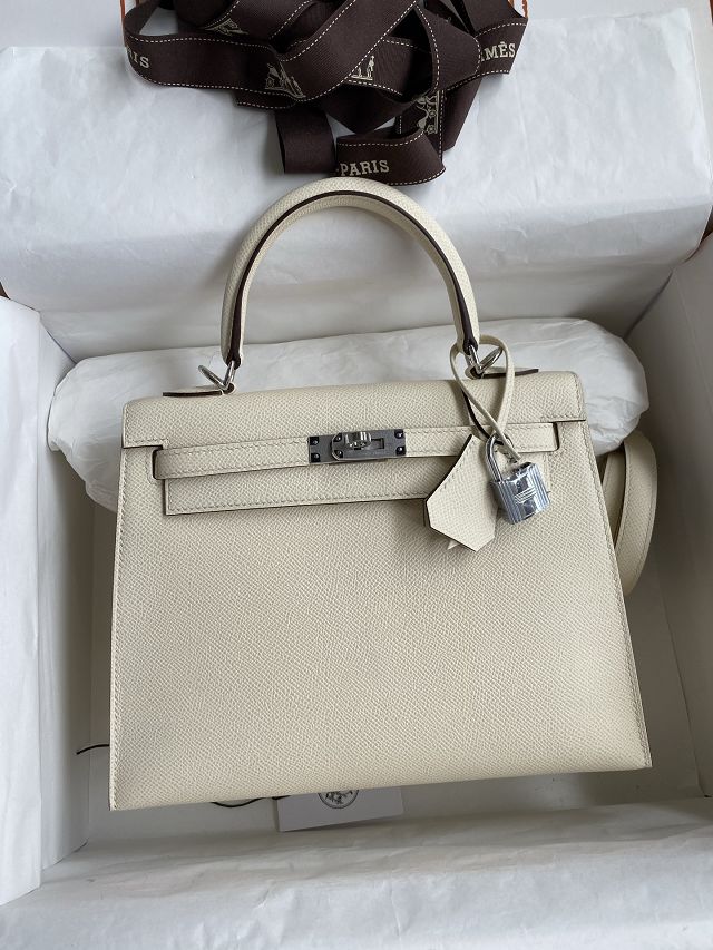 Hermes original epsom leather kelly 25 bag K25-1 nata