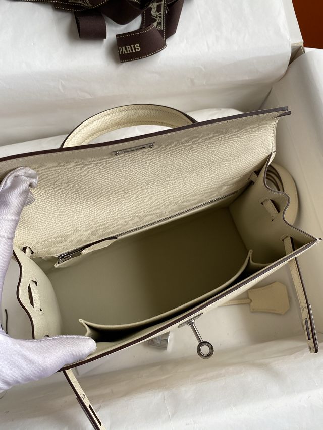 Hermes original epsom leather kelly 25 bag K25-1 nata