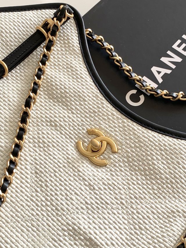 CC original raffia maxi shopping bag AS5463 white