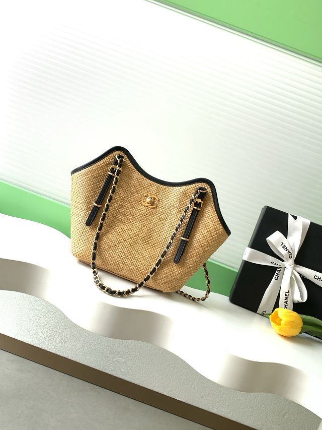 CC original raffia small tote bag AS6015 beige