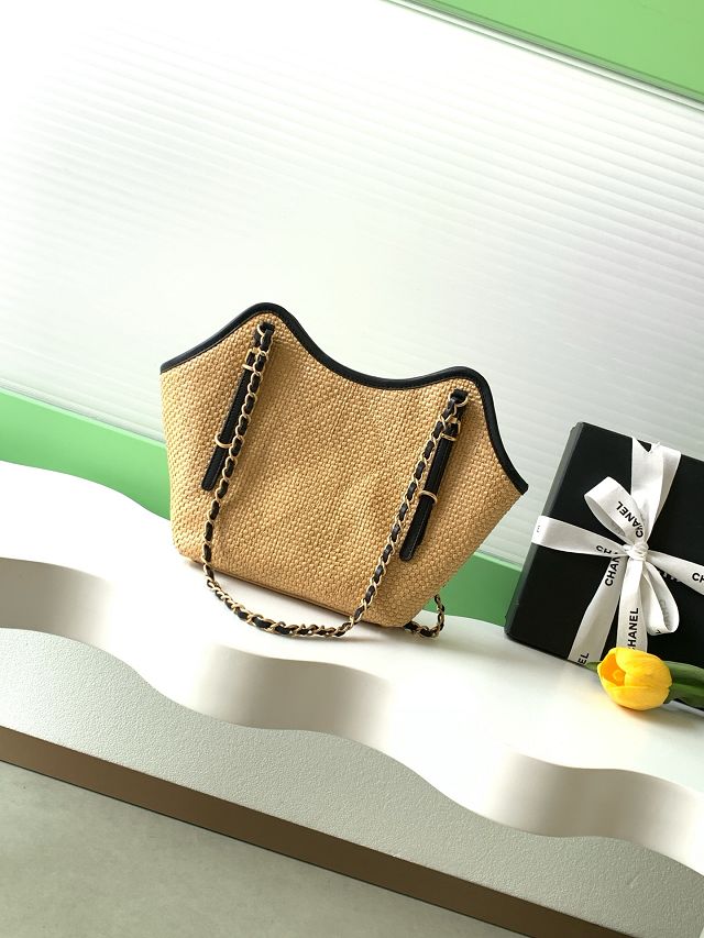 CC original raffia small tote bag AS6015 beige