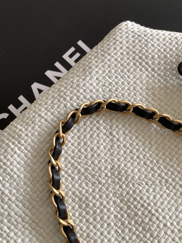 CC original raffia small tote bag AS6015 white