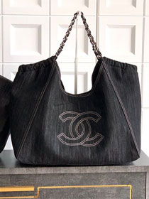 CC original denim large tote bag AS2138 black