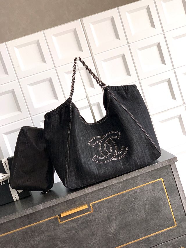 CC original denim large tote bag AS2138 black