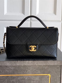 CC original grained calfskin medium flap bag AS5987 black