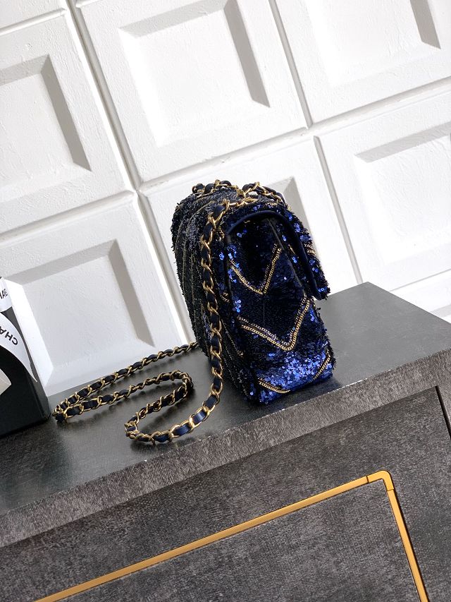 CC original sequins mini flap bag AS4561 blue